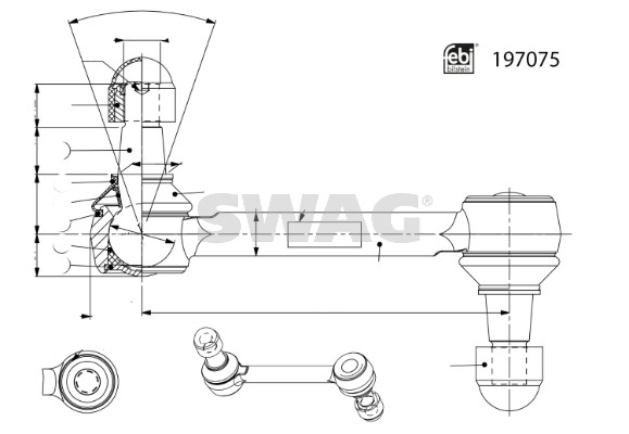 Brat/bieleta suspensie, stabilizator 33 11 2458 SWAG